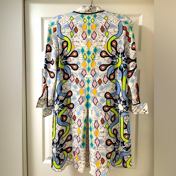 Peter Pilotto Designer ART Shirt DRESS 2 XS Geometric Print 70’s Mosaic - Picture 2 of 4